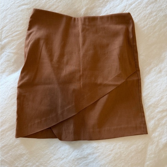 Dynamite Rust-Brown Asymmetrical Mini Skirt - Picture 2 of 2